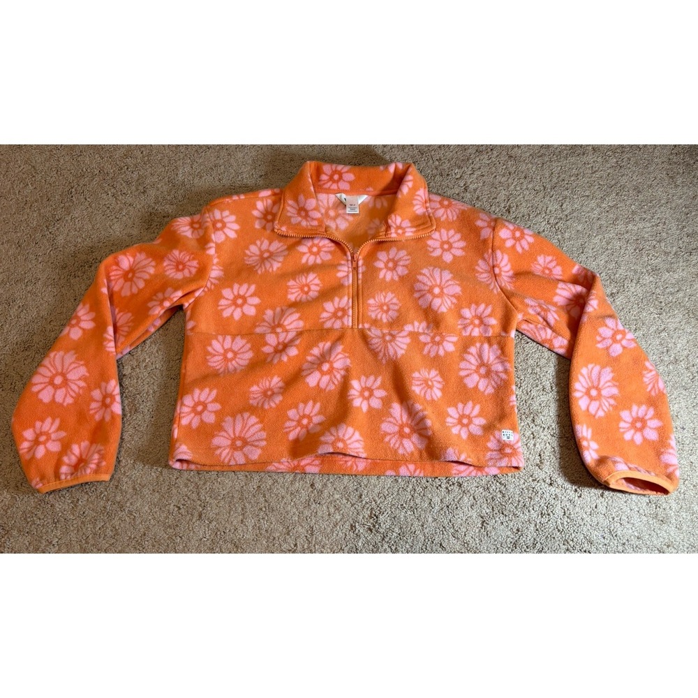 Billabong Fleece Casual‎ Fling Cropped 1/2 Zip Jacket Orange Pink XS